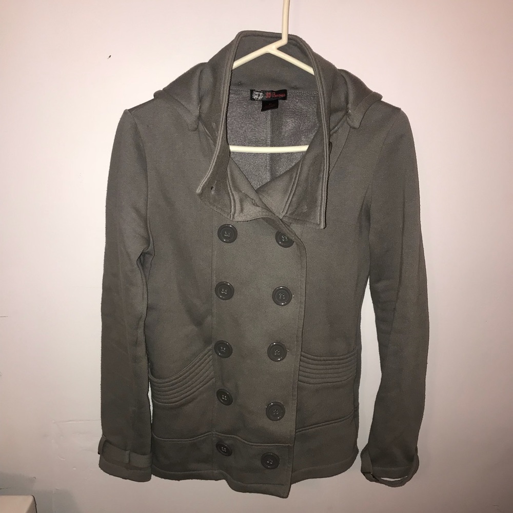 FINAL SALE Gray peacoat style sweater jacket